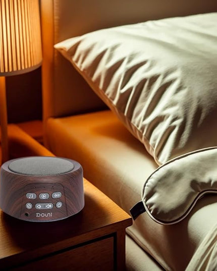 White Noise Machine - Sleep Sound Machine with Soothing Sounds Timer & Memory Function for Sleeping & Relaxation, Sleep Therapy for Kid, Adult, Nursery, Home, Office, Travel. Brown Wood Grain