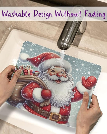 Christmas Yuletide Mouse Pad Square MousePads Non-Slip Rubber Base Mouse Mat Desk Pad with Stitched Edge for Desk Computers Laptop Office, 9.5x8 Inches