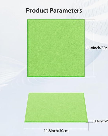 12 Pack Acoustic Panels Self Adhesive Sound Proof Foam, High Density Sound Acoustic Panel, 12X12X0.4 Inch Square Panels in Home, Office, Reccording Room, Studio,and more(Fruit Green)
