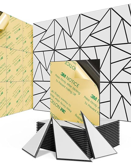 18 pack Acoustic Panels With Self-Adhesive, 12"X 12"X 0.4"Sound Proof Foam Panels, Sound Panels High Density, Soundproof Wall Panels for Home Studio Office- BlackBase + WhiteFace V1