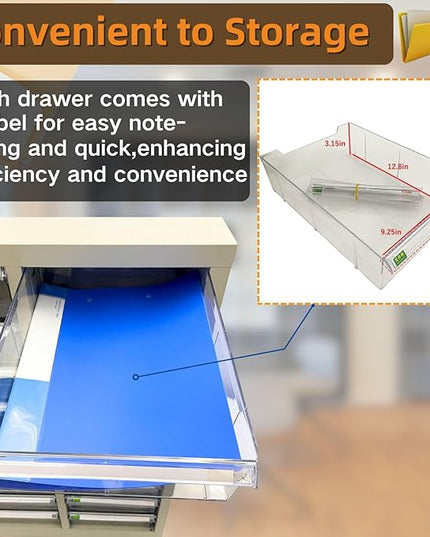 File Cabinet 18 Medium Transparent Drawers Vertical Home Office Storage Paper Organizer Document Cabinet
