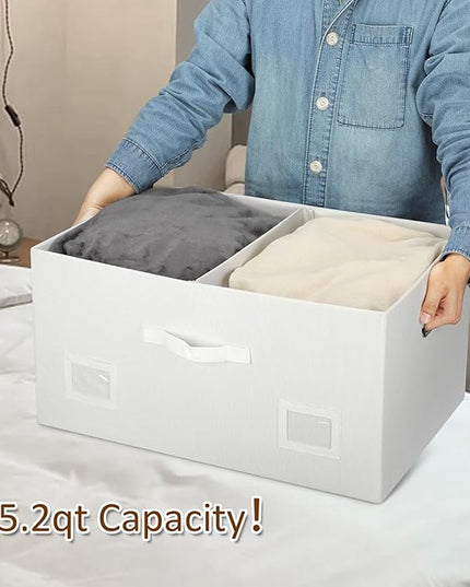 75 Quarts Extra Large Decorative Storage Bins with Lids, 3 Packs White Collapsible Storage Bins with Lids, Stackable Storage Bins Decorative Box Storage With Lid Extra Large