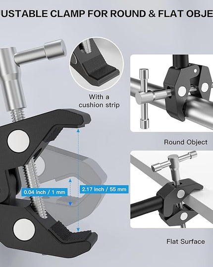 ZealSound Microphone Stand,Gooseneck Arm with Heavy Duty Crab Clamp for Round Pipes & Desktops,Flexible Boom Mount with Mic Clip for Podcast,Compatible with Blue Snowball, Razer, Pyle & More 13 Inch