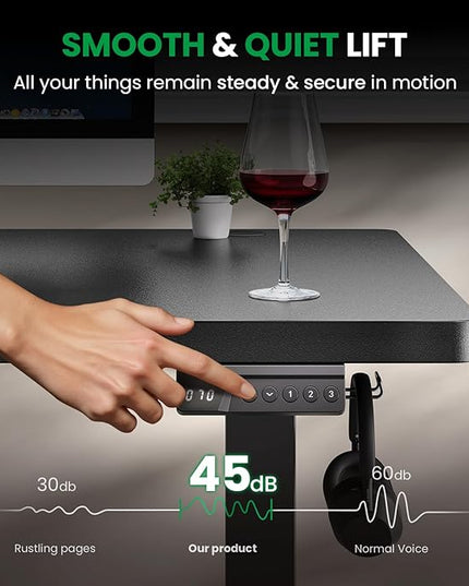 Electric Standing Desk Adjustable - 71x30 Inch Sit Stand Desk with 1 Inch Thick Tabletop, Double Beam Frame, 3 Memory Height Adjustment, Cable Management for Home Office