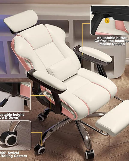 Executive Office Chair Reclining with Footrest Ergonomic Computer Desk with Lumbar Support Big and Tall Home High Back Gaming Chair for Office Home Study