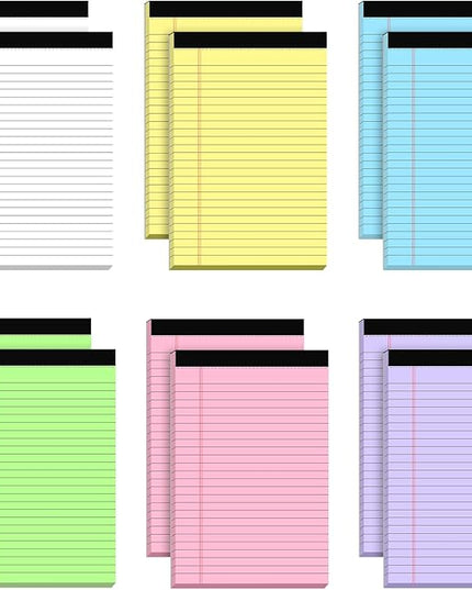 AILZFEI 12pcs Small Legal Pads 5x8 Colored Note Pads Paper College Ruled Notepad Clear Print Writing Pads 5 x 8 Legal Pads Perforated Narrow Ruled Pads of Paper (Multicolor)