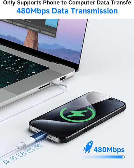 MFi Certified USB C to Lightning Adapter 2-Pack, 27W Fast Charging & Data Sync, Lightning to USB Type C Cable Adapter Compatible with iPhone 14/13/12/Pro/Max, iPad, AirPods, with Anti-Loss Lanyard