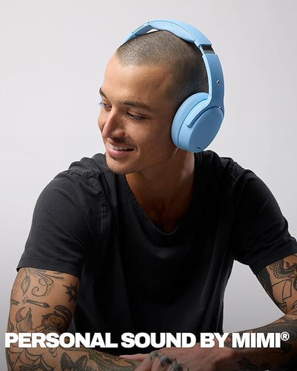 Skullcandy Crusher ANC 2 Wireless Over-Ear Bluetooth Headphones with Multi-Sensory Bass, Active Noise Cancelling, Up to 60 Hours Battery, Microphone for iPhone Android - Preppy Blue
