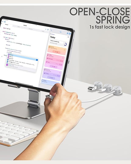 9 Pack Spring Cord Organizer Cable Clips [Locking Cable Rotatable], 2025 Latest Nearockle Phone Charging Cord Holder Cable Management for Car, Nightstand, Office Desk Accessories (Clear)