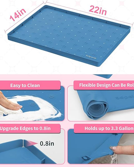 Sdpeia Under Sink Mat 22"×14" Waterproof Silicone Cabinet Liner & Sink Protector for Kitchen & Bathroom, Multi-Purpose Organizers Tray for Pets, Laundry, Cat Litter Mat