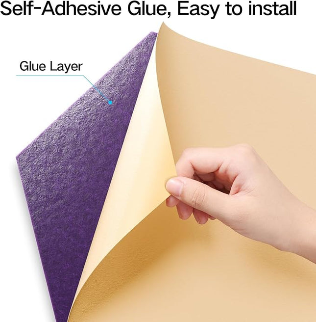 22 Pack Self-Adhesive Acoustic Panels 12" X 10" X 0.4" - Sound Proof Foam Panels with High Density, Y-Lined Design, Flame Resistant, Absorb Noise and Eliminate Echoes(Purple)