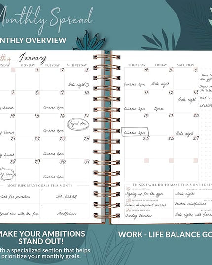 PLANBERRY Hourly Schedule Planner Premium – Undated Weekly Organizer with Time Slots & Monthly Budget – Time Management, Goal Setting, to-Do List & Habit Tracker –6.9″x8.5″(Tropical Forest)