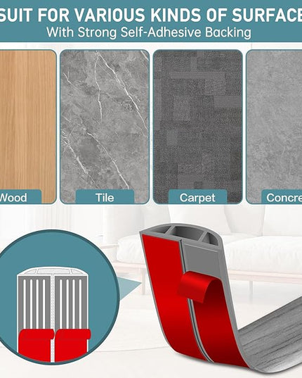 Floor Cord Cover Self Adhesive Cord Hider Floor Extension Cord Covers for Floor Power Cord Protector Cable Management Prevent Cable Trips Cable Cavity 0.59" W x 0.31" H (Light Grey Wood, 20Ft)