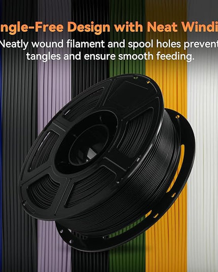 FLASHFORGE PLA Filament 1.75mm +/- 0.02mm, Matte Black 3D Printer Filament 1kg (2.2lbs) Spool, Excellent Printing Performance, Easy to Use for Most FDM 3D Printers