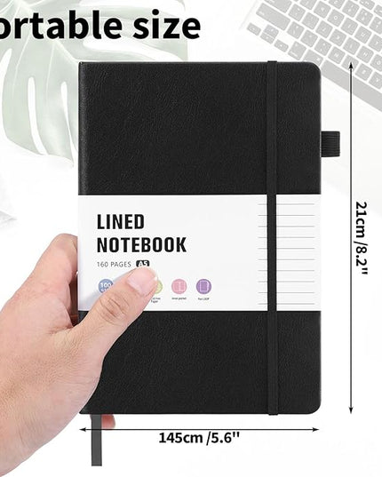 80 Sheets Lined Journal Notebook, 5.7" X 8.3" Writing & Journaling Hardcover Executive Notebooks for Student Worker Women Men Notepads Journals for Writing Travel & Organization, Black