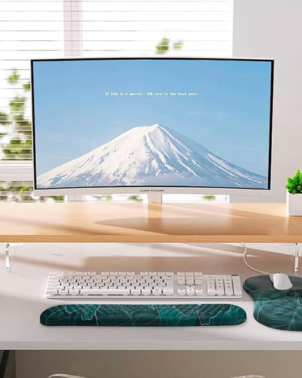 Mouse Pad Wrist Support, Laokiiy 2 in1 Keyboard Wrist Rest+ Ergonomic Mouse Pad, Non-Slip Wrist Rest for Computer Keyboard, Made Easy Typing & Relieve Wrist Pain（Banana Leaf Green）