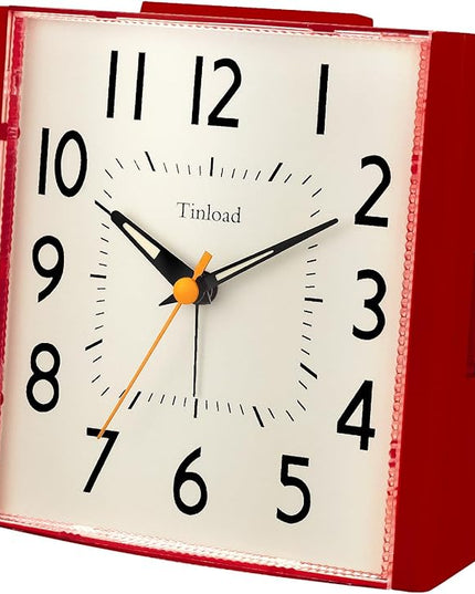 4.7" Vintage Retro Analog Alarm Clock, Super Silent Non Ticking Clock with Night Light, Snooze, Battery Operated, Simply Design, for Living Room, Bedroom, Bedside, Desk, Gift Clock