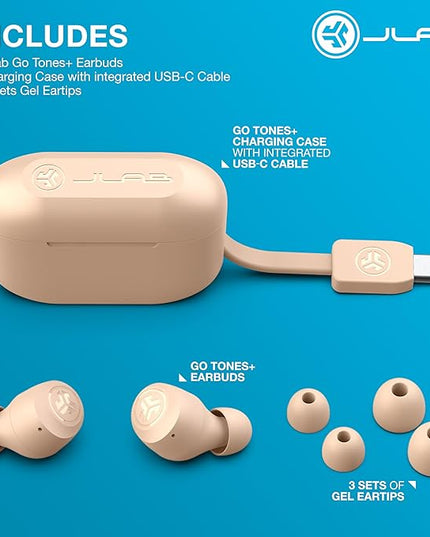 JLab Go Air Pop+ Tones True Wireless Earbuds, in Ear Headphones, Bluetooth Earphones, 35H Playtime Ear Buds, Bluetooth Earbuds with Microphone, USB-C Charging Case, Dual Connect, EQ3 Sound, (474 C)