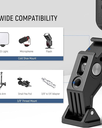 Neewer Double Super Clamp Camera Mount with Magic Arm, Cold Shoes for Desk Studio Light Stand Holder Photography Reflector, Flag, Cross Bars, Motorcycle, Umbrella, Pole Stick Shoot Accessories Tools
