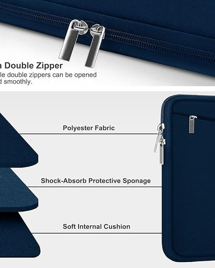 Laptop Sleeve Case, 15.6 inch, Durable Computer Carrying Bag Protective Case Briefcase Handbag with Front Pocket, Slim Laptop Cover for 15.6 Inch HP, Dell, Lenovo, Asus, Notebook, Blue