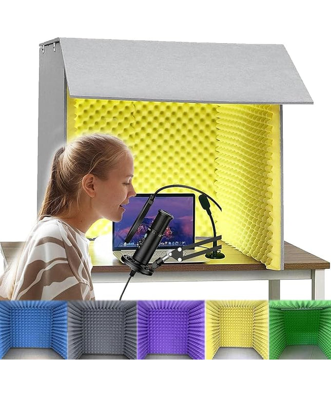 V3VOGUE Desktop Soundproof Cover, Portable Vocal Recording Booth, Isolation Booth Box for Home Studio, Microphone Recording Equipment, Ecosfriendly Material, for Podcasts Work Singing Broadcasting