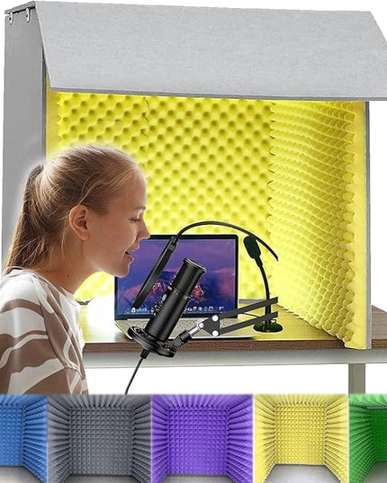 V3VOGUE Desktop Soundproof Cover, Portable Vocal Recording Booth, Isolation Booth Box for Home Studio, Microphone Recording Equipment, Ecosfriendly Material, for Podcasts Work Singing Broadcasting
