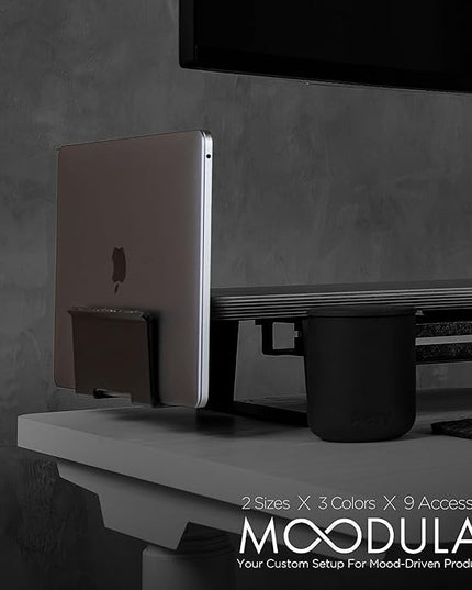 Moodular Add-ons Vertical Laptop Tray [Accessory Only - Requires Moodular Wooden Monitor Stand Slide Rails for Use] Black MSA-VLT