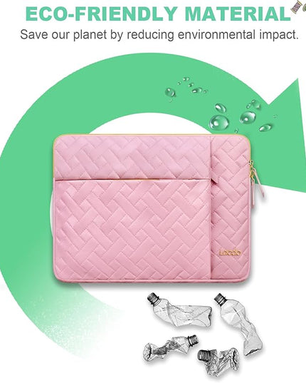 Lacdo 15-15.6 Inch Laptop Sleeve Case for Acer HP Lenovo Dell ASUS Laptop, Acer Aspire 15, HP Pavilion/Envy 15, Dell Latitude 15, Lenovo ThinkPad/IdeaPad 15, ASUS ZenBook 15 Computer Bag, Sakura Pink