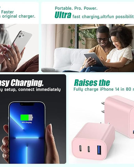 USB C Charger Block for Apple iPhone 17 Fast Charging, 2-Pack 35W USB Charging Block PD Power Adapter Multiport Type C Wall Charge Block for iPhone 17/Air/16/16 Pro/15/15 Pro/Pro Max/Plus/14/13/12