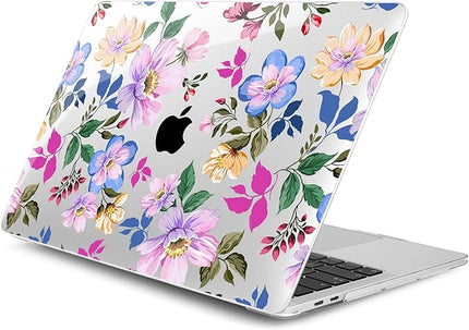 DONGKE Compatible with MacBook Pro 13 inch Case 2024 2023-2020 Release A2338 M2/M1 A2251 A2289 with Retina Display & Touch ID, Plastic Hard Shell & Keyboard Cover & Screen Film - Pink Flowers