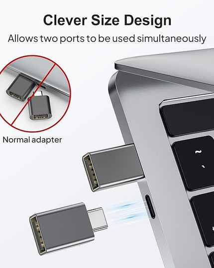 Elebase USB C to USB Adapter 4Pack,USBC Male to USB 3.0 Female MacBook Pro Air Adaptor,Type C Thunderbolt 3 OTG Converter for Flash Thumb Drive,Apple iPhone 17 16 16e 15,iPad mini,Mac,Samsung S25 S24