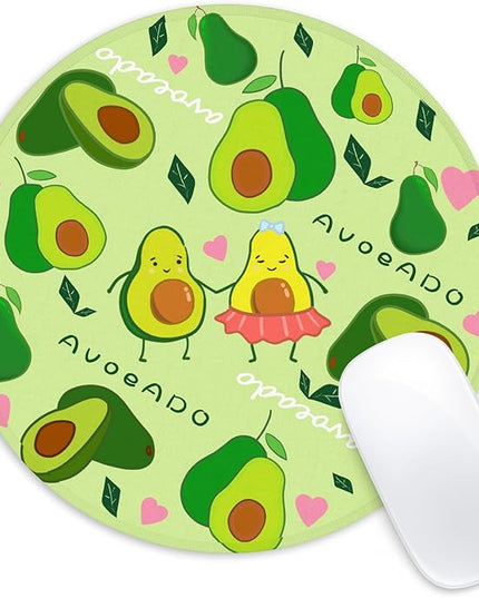 Avocado Round Mouse Mat, Funny Small Mouse Pad with Non-Slip Rubber Base, Home Office Decor Desk Accessory, 8.7 Inch Round