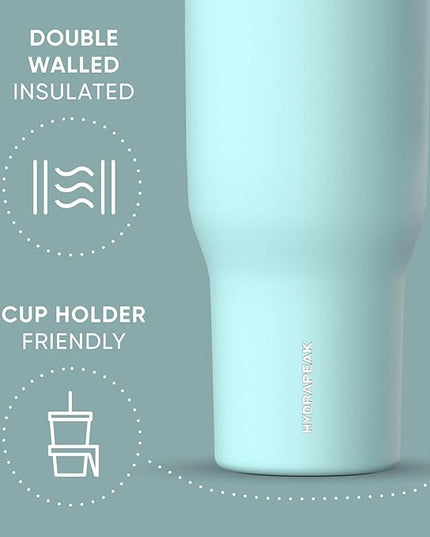Hydrapeak Voyager 40 oz Tumbler with Handle and Straw Lid | Reusable Stainless Steel Water Bottle Travel Mug Cupholder Friendly | Insulated Cup (Alpine)