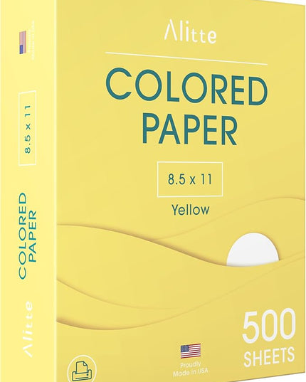 Alitte Colored Paper 500-Sheets - Yellow Paper, 8.5 x 11 Colored Printer Paper, Arts & Crafts, DIY Projects - School & Office Supplies - Pastel Copy Paper, 1 Ream, Made in the USA