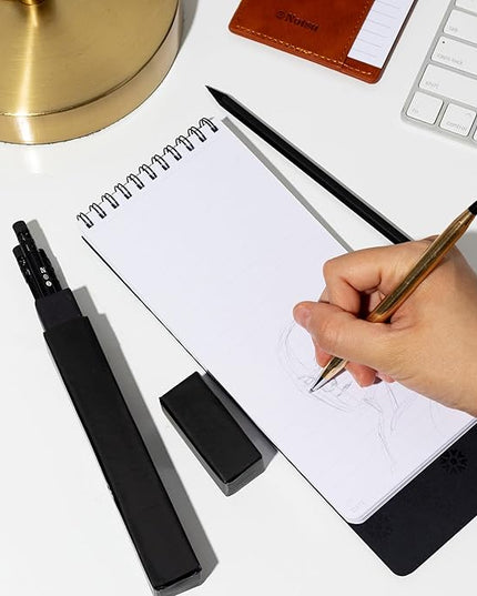 Notsu Reporter's Notebooks 2-Pack | Black Pocket Spiral Reporter Notepads for Journalist, Police, Detective, Field Note Taking | 100 Pages of 120 gsm Thick Paper, 3.75" x 8.25"