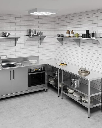 AmGood 72" Long X 14" Deep Stainless Steel Wall Shelf | NSF Certified | Appliance & Equipment Metal Shelving | Kitchen, Restaurant, Garage, Laundry, Utility Room