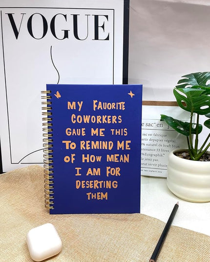 NeatNiche Spiral Notebooks For Work- Hardcover Gold coil-bound Journal Dairy For Women, 5.8"x8.3",Funny Going Away Gifts For Coworkers,Sarcastic Farewell Gifts,Coworker Leaving Gift,New Job Or Birthday Gift (Blue)