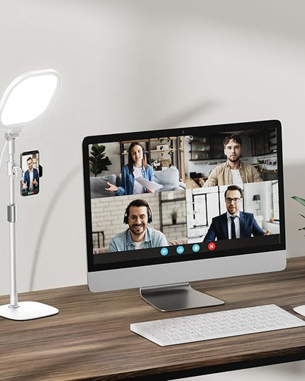 Lighting for Video Calls, 30 Light Modes Video Conference Light, Desk Ring Light with Stand for Webcam, Meetings, Live Stream, Home Office. CRI 97.8