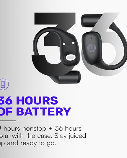 Raycon Essential Open Earbuds – True Wireless Open Ear Bluetooth 6.0 Headphones, Ultra-Lightweight, Comfort Hook Design, IPX4 Water Resistant, 36 Hours of Battery Life (Purple)