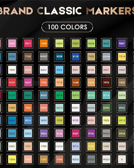 Caliart Markers, 100 Colors Dual Tip Art Markers Sketch Pens Permanent Alcohol Based, with Case for Adults Artists Drawing Illustration Sketching Coloring (White Barrel)