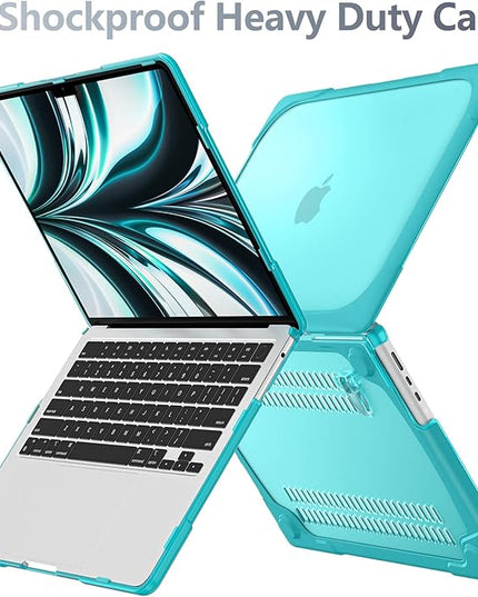 Batianda for New MacBook Air 13.6 inch Case 2025 M4 2024 2022 Release Model A3240 A2681(M2) A3113(M3), Heavy Duty Shockproof Protective Hard Shell with Fold Kickstand & Keyboard Cover, Light Blue