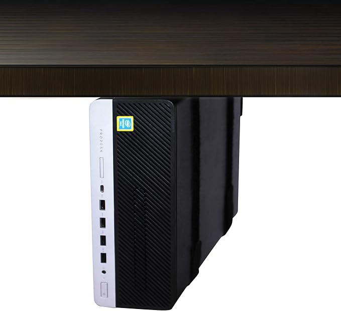 HumanCentric SFF Under Desk PC Mount and PC Wall Mount Bracket for Small Form Factor Desktop Tower, UPS Wall Mount Bracket, Adjustable CPU Holder with Straps, Hardware Included