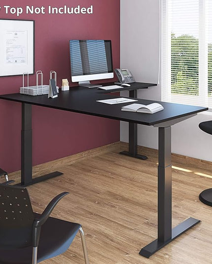 Stand Up Desk Store Triple Motor Electric L-Shaped Corner Standing Desk EZ Assemble Frame with Adjustable Width (Black, Frame Only)