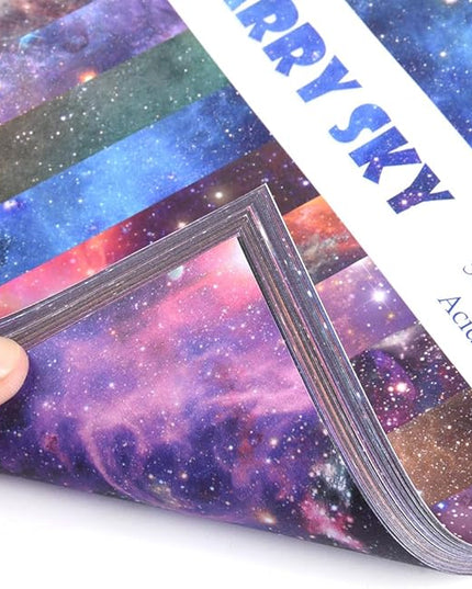 Origami Paper Kit 50 Sheets 70GSM 6 Inch Square Double Sided Color 50 Vivid Japanese Washi Chiyo Colors for Hand Crafts Origami Paper Arts Creativity.Galaxy
