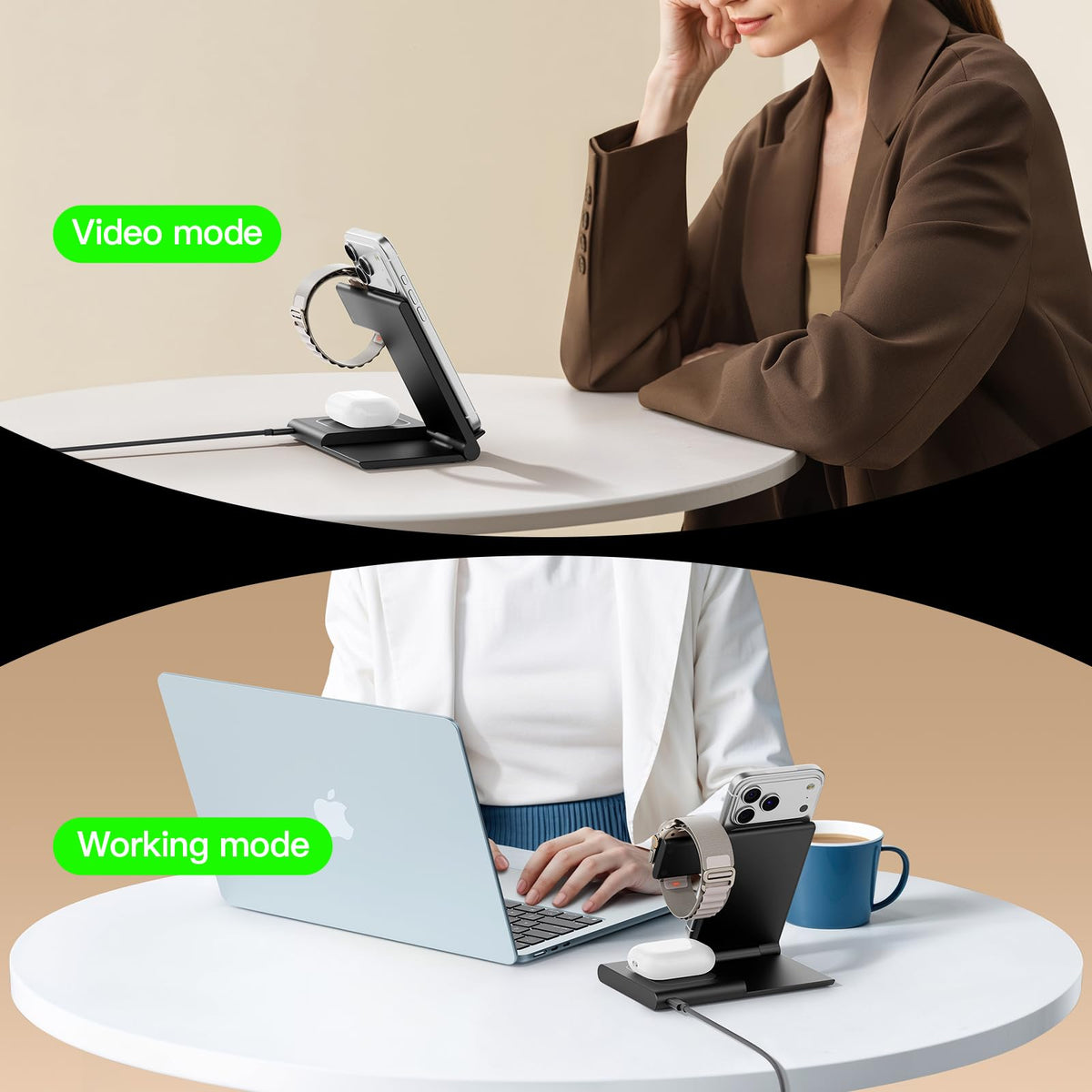 New Travel Portable Wireless Charger: for Apple Charging Station 3 in 1 Charger Stand Multiple Devices for Apple - iPhone 17 16 15 14 Pro Max 13 12 11 - Watch 2-11 SE Ultra Series - Airpods 4 3 2 Pro