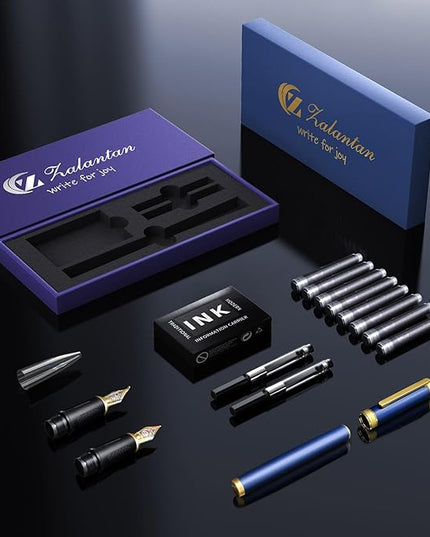 Zalantan Fountain pen, luxury pen, Nice pen gift, pure copper heavy feel Office Executive Pen Smooth Writing Pens for Men Funcy Pens with Gift Case 10 black ink cartridges (Black)