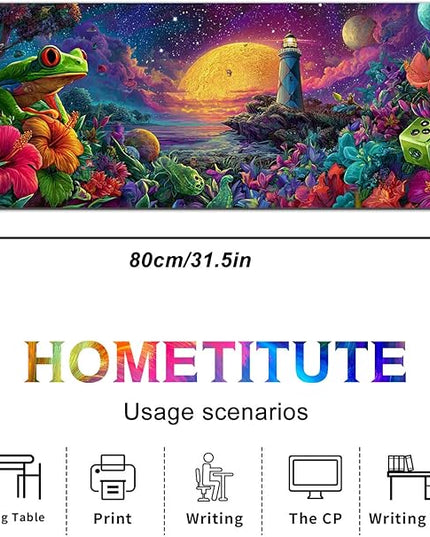 Large Mouse Pad Gaming Mousepad 31.5 x 11.8 Inch Keyboard Desktop Mat Diatomite XL Mouse Pad for Home and Office Desk Accessories with Fantasy Cosmic Frog Lighthouse Artwork Diatomite