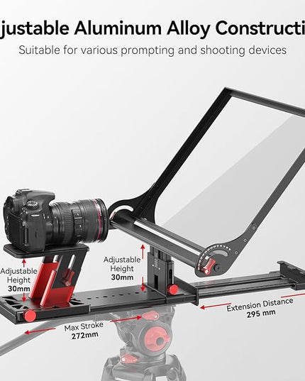 Desview P17 Portable Teleprompter for Camera Video Recording, Foldable Auto-Scrolling Prompter with Wireless Remote Sunshade & Tripod Mount Compatible with iPhone Android Tablet