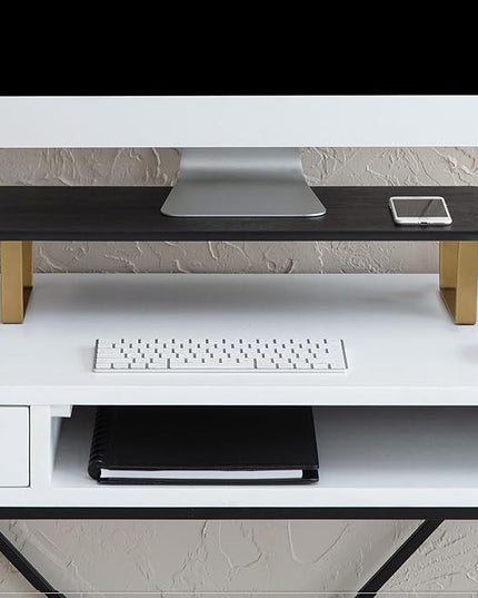Anji Mountain Monitor Stand - Desktop Organizer & Laptop Riser, Ergonomic Monitor Riser, Space-Saving Monitor Stand for Desk, Durable Construction, Easy Assembly, Ideal for Home & Office,Black