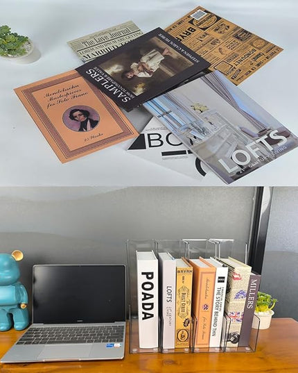 Vertical File Holder, 4 pack Clear Plastic Document Organizer and Clear Magazine Organizer, Multi-purpose Document Organizer for Home Office
